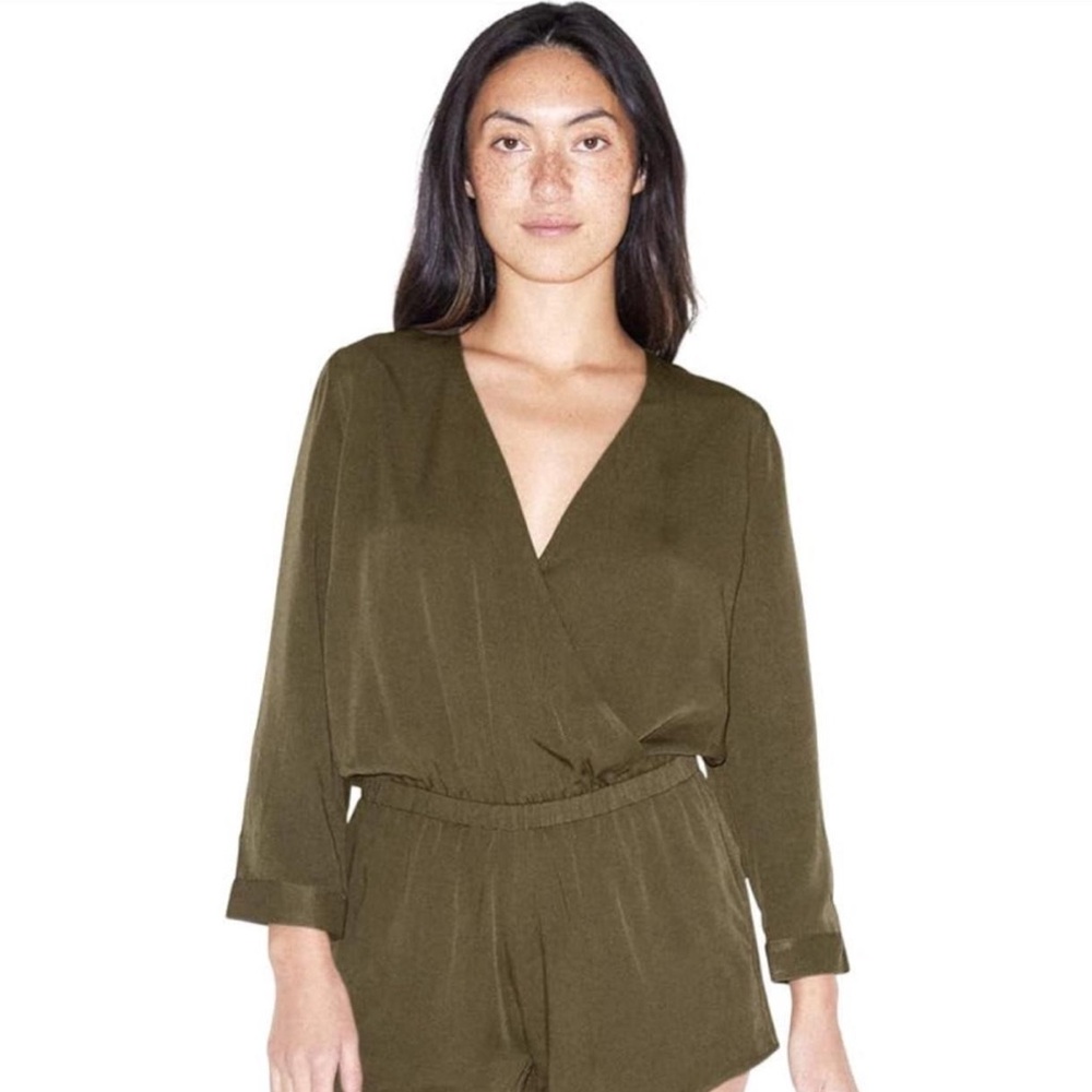 American apparel Olive Green Long Sleeve Romper